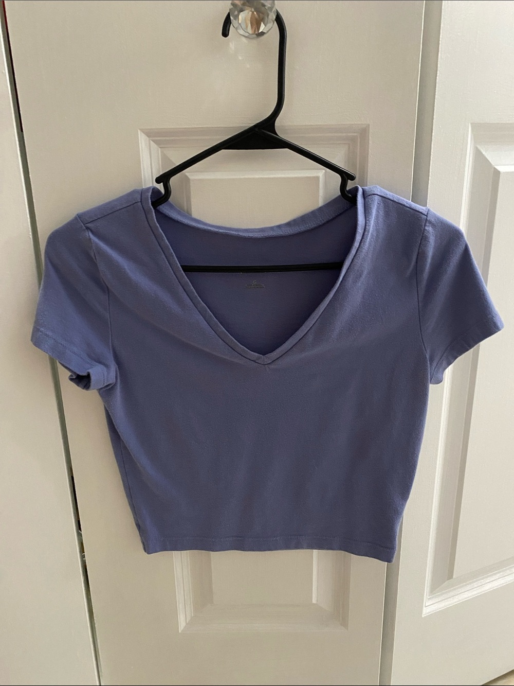 V-Neck Crop Top in Lavender Blue - Women